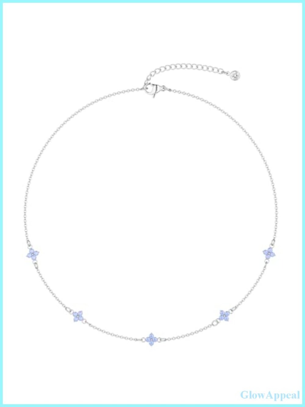 Gold/Silver Dainty Chain Necklace Blue Zirconia Petal Pendant